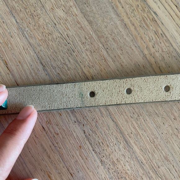 Vintage Y2K Vans Green‎ Pyramid Studded Skinny Leather Belt Cream & Mint Size M - Picture 6 of 8